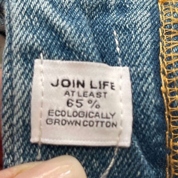 Zara Zip Fly High Rise Distressed Raw Frayed Hem Denim Jean Shorts Blue Size 8 - Picture 5 of 8